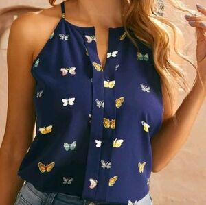 SHEIN Dark Blue Camisole with Butterfly Pattern
